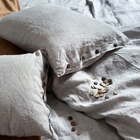 Vỏ gối Linen tưng premium màu kẻ xám